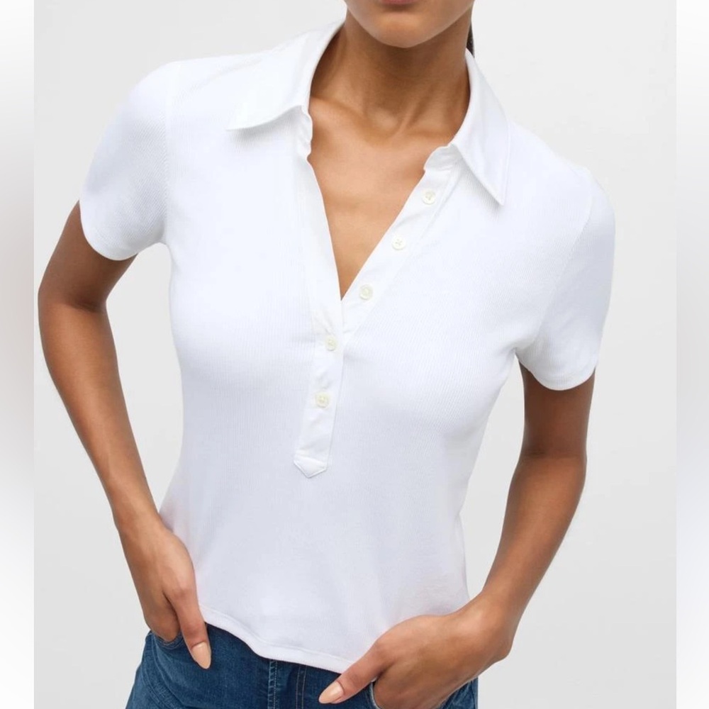 Veronica Beard Kearney Short Sleeve Polo‎ White XS - Picture 2 of 9